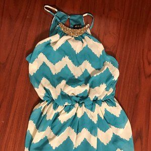 Blue Chevron Necklace Dress
